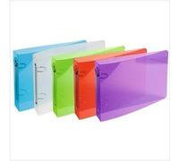 1 classeur pour fiches bristol 125x200 2 anneaux crystal transparent coloris assortis