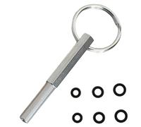 1 clé à tête ovale avec 6 anneaux en caoutchouc, outil de réparation à tête ovale, outils de réparation en acier inoxydable avec porte-clés, compatible avec les machines à café Jura/Krups