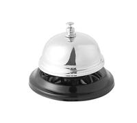 1 cloche de table argentée, accessoire de comptoir de bar, petite cloche en acier inoxydable, convient pour restaurant, comptoir d'hôtel, école de cuisine, sonnette d'hôtel (8,5 x 7 cm)