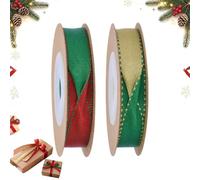 1 cm x 4,6 m Ruban de satin bicolore pour cadeau de Noël