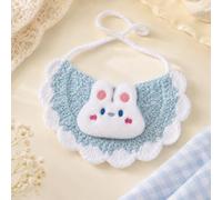 1 collier à bavette tricoté pour chats et petits chiens fait à la main, léger, réglable, avec bord festonné, applique en peluche, lapin