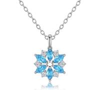 1 Collier avec pendentif flocon de neige en cristal bleu Pendentif flocon de neige pour femme Collier pendentif de Noël Accessoires de Noël Style ras-du-cou pour les fêtes Saison de Noël