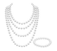 1 collier de perles, 1 bracelet de perles, ensemble de bijoux en perles, bijoux de chameau, parure de bijoux pour femme, longue chaîne de perles (180 cm)