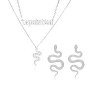 1 Collier Double Épaisseur Et 1 Paire De Boucles D'Oreilles Forme Serpent, Collier Double Épaisseur, Collier Forme Serpent, Boucles D'Oreilles Mode, Accessoires Tendance