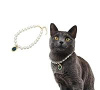 1 collier mignon en fausse perle pour animal de compagnie, collier réglable en résine avec pendentif en forme de gemme pour chats, petits chiens (bleu, taille M 9,84 + 1,97 pouces)