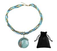 1 Collier Pendentif Rond Et 1 Sac De Rangement, Collier De Déclaration Vintage, Collier De Style Bohème, Accessoires Vestimentaires