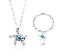 1 Collier Tortue, 1 Bracelet Tortue, Bijoux Pendentif Tortue, Bracelets Ras du Cou en Métal, Accessoires Vestimentaires pour Femmes