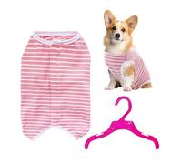 1 combinaison rayée rose pour animal de compagnie avec 1 cintre rose rouge, accessoires pour animaux de compagnie, vêtements de loisirs pour animaux de compagnie, vêtements de protection pour animaux