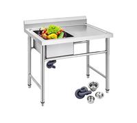 1 Compartment Stainless Steel Handmade Sink Deep Bowl with Drainboard