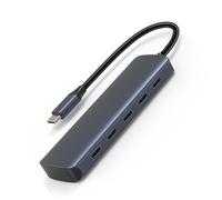 1 concentrateur USB C pour ordinateur portable avec 4 ports USB C et 1 port d'alimentation en aluminium - Câble étendu de 17 cm