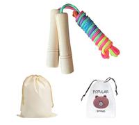 1 corde à sauter avec 2 sacs de rangement, corde à sauter avec manche en bois, corde à sauter réglable, corde à sauter colorée pour enfants, adaptée au sport et au fitness (couleur)