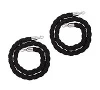 1 corde tressée en nylon et chanvre de 0,9 à 3 m for le contrôle des foules - Corde torsadée noire for barrière de file d'attente avec crochets(Blacksilver,90cm)