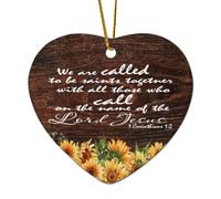 1 Corinthians 1:2 We Are Called to Be Saints Together with All Those Who Call on The Name of The Lor Cœur Décoration de Noël en céramique pour sapin de Noël Hiver Nouvel An Vacances Cadeau souvenir