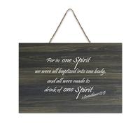 1 Corinthians 12:13 for in One Spirit We Were All Baptized Into One Body And All Were Made to Drink Panneau en bois 15,2 x 25,4 cm Décoration murale rustique à suspendre pour porte d'entrée, salon