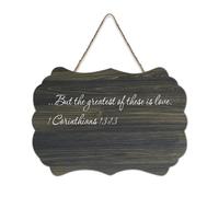 1 Corinthians 13:13 But The Greatest of These Is Love Plaque murale en bois rustique à suspendre Décoration murale en bois avec citations et dictons Décoration d'intérieur 15,2 x 25,4 cm