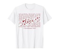 1 Corinthians 13 Love is Patient Verse Bible Écriture Cœur T-Shirt