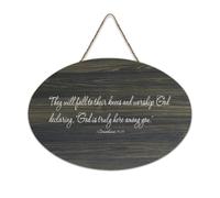 1 Corinthians 14:25 They Will Fall to Their Knees And Worship God Declaring God Is Truly Here Panneau en bois Amon 15,2 x 25,4 cm Décoration murale rustique à suspendre pour porte d'entrée, salon