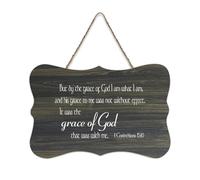 1 Corinthians 15:10 But by The Grace of God I Am What I Am And His Grace to Me Was Not Without Effec Plaque murale en bois rustique Décoration murale 15,2 x 25,4 cm
