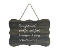 1 Corinthians 16:13 Be on Your Guard ; Stand Firm in The Faith Panneau décoratif en bois rustique à suspendre pour salon, chambre à coucher, porte, fenêtre, maison, pendaison de crémaillère 15,2 x