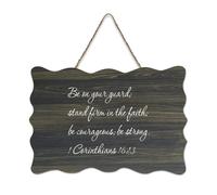1 Corinthians 16:13 Be on Your Guard ; Stand Firm in The Faith Panneau en bois 15,2 x 25,4 cm Décoration murale rustique à suspendre pour porte d'entrée, salon, cuisine
