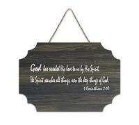 1 Corinthians 2:10 God Has Revealed His Love to Us by His Spirit The Spirit Searches All Things Panneau en bois de ferme à suspendre Décoration murale pour porte de bureau Décoration d'intérieur 15,2