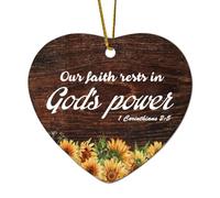 1 Corinthians 2:5 Our Faith Rests in God's Power Cœur Citations Décoration de Noël en céramique pour sapin de Noël Pendentif amusant Boule de Noël Souvenir Nouvel An Ornement Cadeaux pour enfants