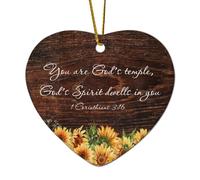 1 Corinthians 3:16 You Are God's Temple, God's Spirit Dwells in You Heart Citations Décoration de Noël en céramique pour sapin de Noël, pendentif amusant, Boule, souvenir, Nouvel An, cadeau