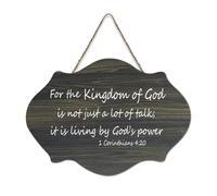 1 Corinthians 4:20 Décoration murale en bois rustique pour le royaume de Dieu Is Not Just A Lot of Talk It Is Living by God's 15,2 x 25,4 cm