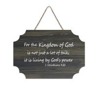 1 Corinthians 4:20 Décoration murale en bois rustique pour le royaume de Dieu Is Not Just A Lot of Talk It Is Living by God's 15,2 x 25,4 cm