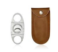 1 Coupe-Cigares En Acier Inoxydable, 1 étui En Cuir, Outils à Cigares, Accessoires Pour Cigares, Coupe-Cigares à Double Lame, Ciseaux à Double Tranchant, 92 * 4 * 4 Mm