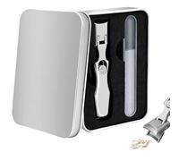 1 coupe-ongles avec attrape-ongles, coupe- anti-éclaboussures en acier inoxydable pour durs et épais, grand - professionnel pour hommes et femmes, argent.