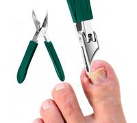 1 coupe-ongles d'orteils en acier inoxydable vert pour ongles épais, coupe-ongles de précision avec lame coudée à 25°, poignée souple, design anti-éclaboussures, coupe-ongles robuste pour usage