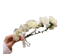 1 couronne de fleurs pour femme et fille - Pour mariée, festival, fête, mariage, plage - Blanc