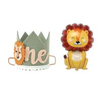 1 Couronne De Lion Pour 1Er Anniversaire Avec 1 Ballon De Lion Souriant, Chapeau D'Anniversaire Pour Garçons Et Filles, Décorations De Fête D'Anniversaire, Décorations De Fête Dans La Jungle