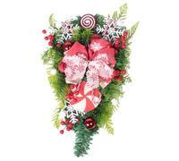 1 couronne de Noël en sucre d'orge, comme sur la photo, en plastique + métal, pour la décoration d'escalier de Noël sur la porte d'entrée, couronne de Noël pour la décoration intérieure