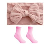 1 Couvercle De Tête De Bébé Rose Et 1 Paire De Chaussettes, Sangle D'Agitation En Nylon, Couvercle De Tête Simple, Chaussettes Minces Et Respirantes, Chaussettes Douces Et Décontractées.