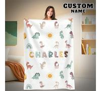 1 couverture en flanelle personnalisée avec nom, convient pour divers usages tels que lits, salons, canapés, extérieur, plages, camping et animaux de compagnie. Peut être personnalisée avec des impres