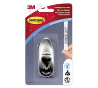 Command Crochet Métal Déco Nickel Brossé Moyen Modèle - 1 Crochet, 2 Languettes pour l'intérieur, 1,3 kg - Accrochage sans Dommage