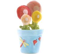 1 cuillères à mesurer à fleurs, cactus en céramique Cactus Mesurer les cuillères casseroles, pot et tasse décoratifs, mignon pour la cuisine la maison, bleu
