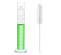 1 cylindre gradué en verre de 1 000 ml et 1 brosse cylindrique, cylindre en verre borosilicate 3.3 avec base hexagonale en verre, cylindres de laboratoire en verre, cylindre de mesure en verre