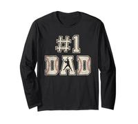 #1 Dad Funny Number One Baseball Dad from Son Fathers Day Manche Longue