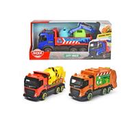 1 de 3 camions différents, bétonnière, camion de recyclage ou ramassage d'ordures, avec mécanisme à friction G