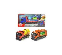 Dickie Toys Camion jouet City Truck 23cm - À friction - 1 de 3 modèles: bétonnière/ordures/recyclage