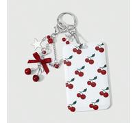 1 Dé en résine rouge imitation cristal, de haute valeur, doux et polyvalent, exquis et mignon, style mode collège, avec des diamants ajourés, des ailes de diable, de petites cornes, une toile d'amour,