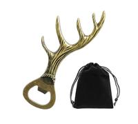 1 Décapsuleur En Bois De Cerf Et 1 Sac En Velours, Décapsuleur Créatif, Décapsuleur Cadeau, Décapsuleur En Métal Rétro
