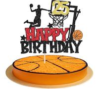 1 décoration de gâteau 25th Basketball Thème basketball Anniversaire Cake Topper Player Slam Dunk Basketball Décoration de gâteau pour basket-ball Sport Thème 25e anniversaire Fête Décorations de