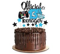 1 décoration de gâteau d'anniversaire pour garçons - Décoration de gâteau officielle pailletée pour garçons - Décoration de gâteau parfaite pour enfants sur le thème des treize ans (13)
