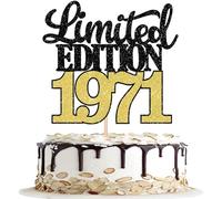 1 décoration de gâteau édition limitée 1970 à paillettes 55e anniversaire fête d'anniversaire décoration de gâteau sur 55 ans 55 et fabuleuse décoration de gâteau pour hommes et femmes - Noir et doré