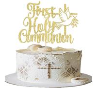 1 décoration de gâteau First Holy Communion - Paillettes - Colombe - Dieu bénédiction - Croix - Décoration de gâteau pour première communion - Thème religieux - Pour fête prénatale, anniversaire, fête