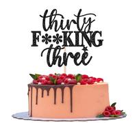 1 décoration de gâteau Happy 33th à paillettes Thirty Three Bonjour 33 Prost à 33 ans Décoration de gâteau d'anniversaire pour joyeux 33ème anniversaire Décorations de gâteau